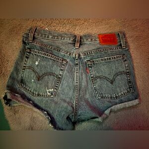 Levi's Blue Denim Short-Length Cutoff Shorts